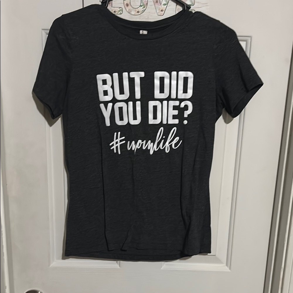 Black Graphic Tee with White Print